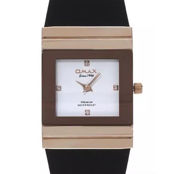Omax F008 Square Japan Quartz Analog Base Metal Brown Case Women's Watch (0065) - Picture 1 of 4